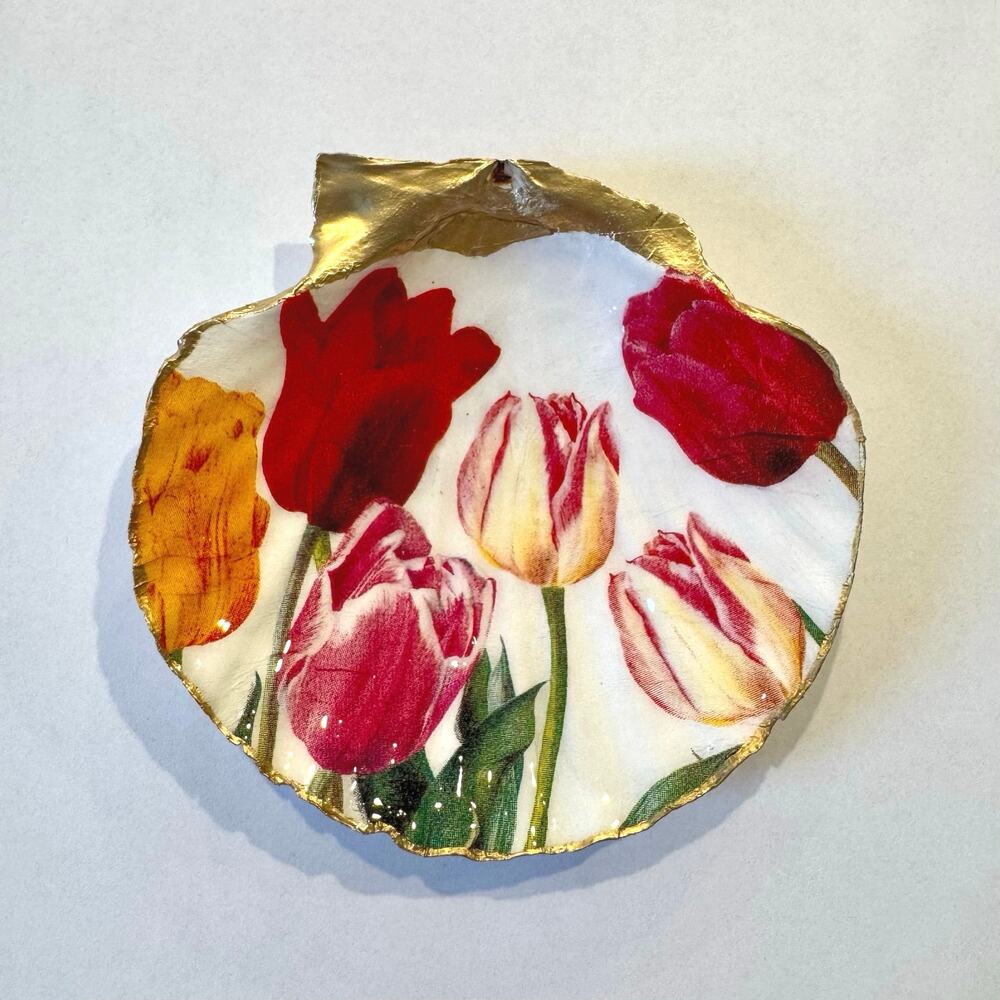 Pink Tulip Seashell Trinket Jewelry Dish - Picture 3 of 4